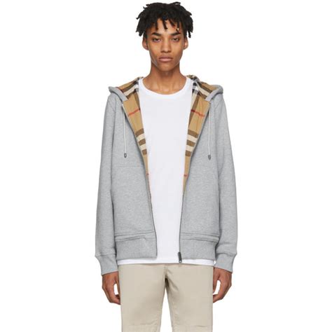 burberry fordson hoodie grey|grey Burberry zip up hoodie.